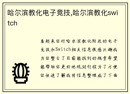 哈尔滨教化电子竞技,哈尔滨教化switch